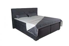Boxspring Jasmin v rozmere 180x200 cm, v poťahu Matrix 17, s topperom, s prikrývkou a vankúšikmi v poťahu Bartoli Duo 18