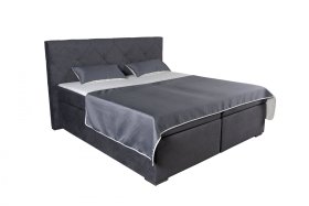 Boxspring Jasmin v rozmere 180x200 cm, v poťahu Matrix 17, s topperom, s prikrývkou a vankúšikmi v poťahu Bartoli Duo 18