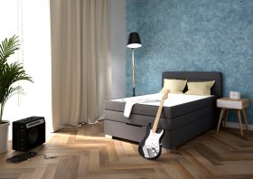 Boxspring Maria v rozmere 140x200 cm, v poťahu Loft Grey, interiér
