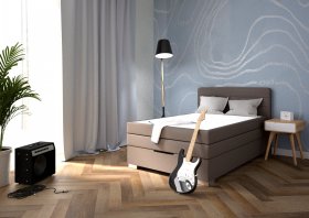 Boxspring Maria v rozmere 140x200 cm, v poťahu Loft Coffee, interiér