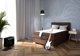 Boxspring Maria v rozmere 140x200 cm, v poťahu Loft Brown, interiér