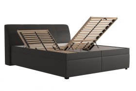 Dvojlôžko Merkúr v rozmere 180x200 cm, v poťahu Prima 6 Taupe, ukážka polohovania hlavy a úložného priestoru