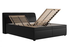 Dvojlôžko Merkúr v rozmere 180x200 cm, v poťahu Prima 16 Black, ukážka polohovania hlavy a úložného priestoru