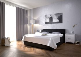 Dvojlôžko Merkúr v rozmere 180x200 cm, v poťahu Prima 16 Black, interiér