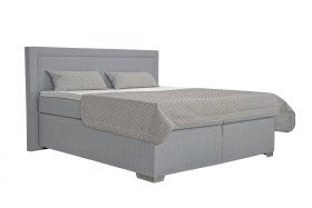 Boxspring Sammy v rozmere 180x200 cm, v poťahu Arte 23, s prikrývkou a vankúšikmi v poťahu Nero Stone