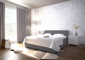 Dvojlôžko Merkúr v rozmere 180x200 cm, v poťahu Amore 32, interiér