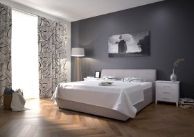 Dvojlôžko Merkúr v rozmere 180x200 cm, v poťahu Prima 12 Silver, interiér