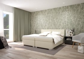 Boxspring Andy v rozmere 90x200 cm, v poťahu Enjoy 1 Beige, interiér