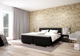 Boxspring Andy v rozmere 90x200 cm, v poťahu Enjoy 25 Black, interiér