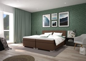 Boxspring Andy v rozmere 90x200 cm, v poťahu Enjoy 4 Brown, interiér