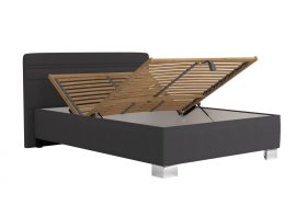 Jednolôžko Sendy v rozmere 140x200 cm, v poťahu Milano 9000, ukážka polohovania hlavy a úložného priestoru