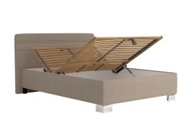 Jednolôžko Sendy v rozmere 140x200 cm, v poťahu Milano 9110, ukážka polohovania hlavy a úložného priestoru