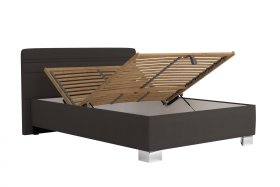 Jednolôžko Sendy v rozmere 140x200 cm, v poťahu Salina 4004, ukážka polohovania hlavy a úložného priestoru