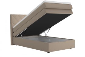 Boxspring Atika v rozmere 120x200 cm, v poťahu Enjoy 2 Camel, ukážka úložného priestoru