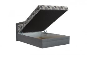 Jednolôžko Mariana v rozmere 140x200 cm, v poťahu Trend 15 Grey a Kristen 8057-11, ukážka úložného priestoru