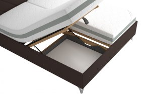 Dvojlôžko Tamara v rozmere 180x200 cm, v poťahu Gordon 28 Grizzly, ukážka úložného priestoru