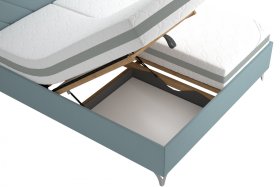 Dvojlôžko Tamara v rozmere 180x200 cm, v poťahu Matrix 23 Aqua, ukážka úložného priestoru