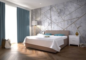 Dvojlôžko Merkúr v rozmere 180x200 cm, v poťahu Loft Taupe, interiér