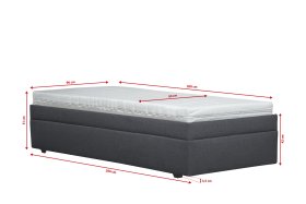 Jednolôžko Pluto v rozmere 90x200 cm, v poťahu Malmö New 96, rozmery