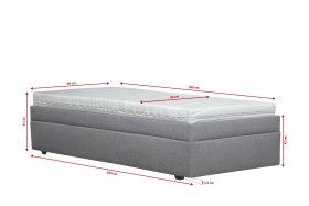 Jednolôžko Pluto v rozmere 90x200 cm, v poťahu Malmö New 90, rozmery