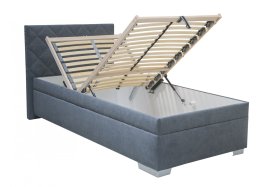 Jednolôžko Luis v rozmere 90x200 cm, v poťahu Enjoy 22 Anthra, ukážka úložného priestoru