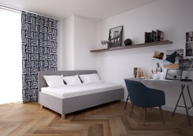 Jednolôžko Fiona v rozmere 110x200 cm, v poťahu Malmö New 83, bočné čelo, interiér