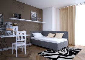 Jednolôžko Fiona v rozmere 110x200 cm, v poťahu Malmö New 95, hlavové + bočné čelo (ľavý roh), interiér