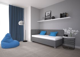 Jednolôžko Fiona v rozmere 90x200 cm, v poťahu Malmö New 95, hlavové + bočné čelo (ľavý roh), interiér