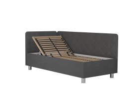 Jednolôžko Fiona v rozmere 90x200 cm, v poťahu Malmö New 95, hlavové + bočné čelo (ľavý roh), polohovanie hlavy