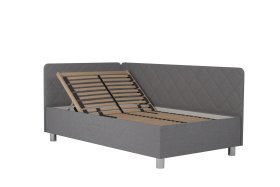 Jednolôžko Fiona v rozmere 110x200 cm, v poťahu Malmö New 83, hlavové + bočné čelo (ľavý roh), polohovanie hlavy