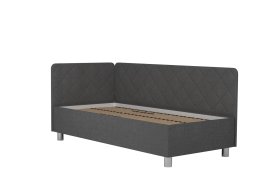 Jednolôžko Fiona v rozmere 90x200 cm, v poťahu Malmö New 95, hlavové + bočné čelo (ľavý roh), bez matraca