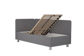 Jednolôžko Fiona v rozmere 90x200 cm, v poťahu Malmö New 83, hlavové + bočné čelo (ľavý roh), polohovanie