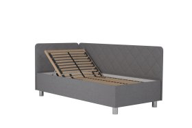 Jednolôžko Fiona v rozmere 90x200 cm, v poťahu Malmö New 83, hlavové + bočné čelo (ľavý roh), polohovanie hlavy