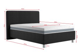 Jednolôžko Kayla v rozmere 140x200 cm, v poťahu Loft Black, rozmery