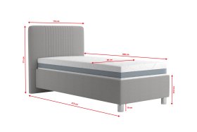 Jednolôžko Kayla v rozmere 90x200 cm, v poťahu Savoy 91 Silver, rozmery