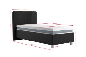 Jednolôžko Kayla v rozmere 90x200 cm, v poťahu Loft Black, rozmery