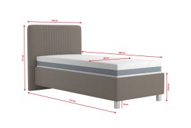 Jednolôžko Kayla v rozmere 90x200 cm, v poťahu Loft Coffee, rozmery