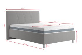 Jednolôžko Stella v rozmere 140x200 cm, v poťahu Savoy 91 Silver, rozmery