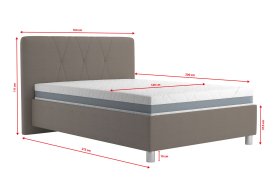 Jednolôžko Stella v rozmere 140x200 cm, v poťahu Loft Coffee, rozmery