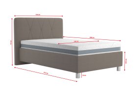 Jednolôžko Stella v rozmere 120x200 cm, v poťahu Loft Coffee, rozmery