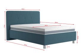 Jednolôžko Stella v rozmere 140x200 cm, v poťahu Crown 13 Ocean Blue, rozmery