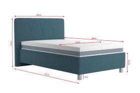 Jednolôžko Stella v rozmere 120x200 cm, v poťahu Crown 13 Ocean Blue, rozmery
