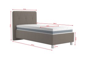 Jednolôžko Stella v rozmere 90x200 cm, v poťahu Loft Coffee, rozmery