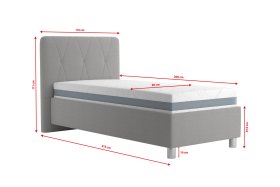 Jednolôžko Stella v rozmere 90x200 cm, v poťahu Savoy 91 Silver, rozmery