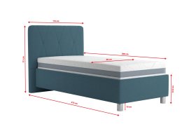 Jednolôžko Stella v rozmere 90x200 cm, v poťahu Crown 13 Ocean Blue, rozmery