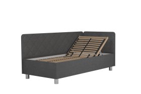 Jednolôžko Fiona v rozmere 90x200 cm, v poťahu Malmö New 95, hlavové + bočné čelo (pravý roh), polohovanie hlavy