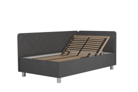 Jednolôžko Fiona v rozmere 110x200 cm, v poťahu Malmö New 95, hlavové + bočné čelo (pravý roh), polohovanie hlavy