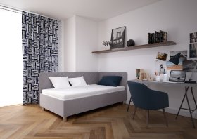 Jednolôžko Fiona v rozmere 110x200 cm, v poťahu Malmö New 83, hlavové + bočné čelo (pravý roh), interiér