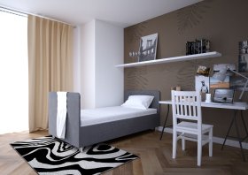 Jednolôžko Fiona v rozmere 110x200 cm, v poťahu Malmö New 95, hlavové + nožné čelo, interiér