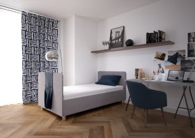 Jednolôžko Fiona v rozmere 110x200 cm, v poťahu Malmö New 83, hlavové + nožné čelo, interiér